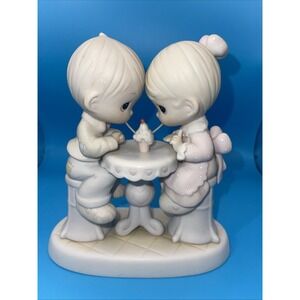 1992 Precious Moments Our Friendship Is Soda-Licious Figurine Boy Girl Milkshake